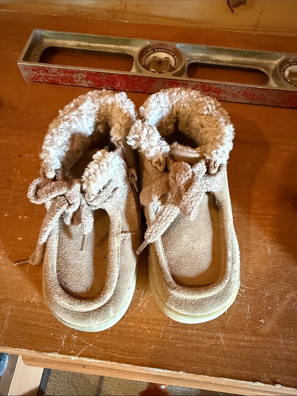 Zara Beige/Tan Kids Fur-Lined Boots